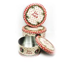 Jogo Latas de Natal Potes Decorados 3 Tamanhos - Master Christmas