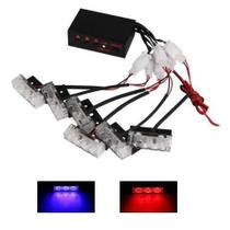 Jogo led strobo 6x3 12v alerta emergencia - azul e vermelho - MFL