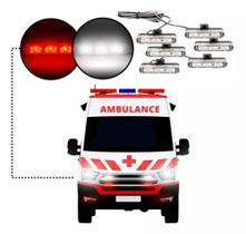 Jogo Led Strobo 6x3 Branco E Vermelho Alerta Emergência