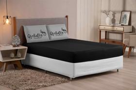 Jogo lençol 03 peças queen gratidão cinza preto