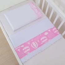 Jogo Lençol 3 pcs para Berço Desmontável Bebê Menina Jogo Lençol 3 pcs para Berço Desmontável Bebê Menina