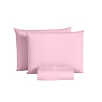 Jogo Lençol 3 Peças Queen Rosa Claro 100% Algodão 200 Fios