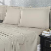 Jogo Lençol 300 Fios Casal Padrão 4 Peças Bege