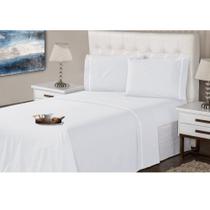Jogo Lençol 4 Peças 400 Fios Branco Ponto Palito Casa Dona