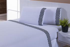 Jogo Lençol 4 Peças Cama Viúva Percal 200Fios Branco Chevron Jogo Lençol 4 Peças Cama Viúva Percal 200Fios Branco Chevron