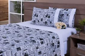 Jogo Lençol 4 Peças Cama Viúva Percal Jornal Barrado Branco Jogo Lençol 4 Peças Cama Viúva Percal Jornal Barrado Branco