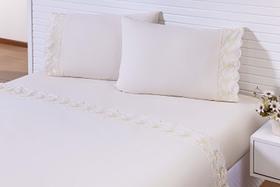 Jogo Lençol 4 Peças Viúva 120x203x30 200 Fios Bordado Richileu Palha Jogo Lençol 4 Peças Viúva 120x203x30 200 Fios Bordado Richileu Palha