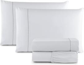 Jogo Lençol 4 Peças Viúva 203x120x30 Micro Percal 400 Fios Branco Jogo Lençol 4 Peças Viúva 203x120x30 Micro Percal 400 Fios Branco