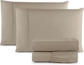 Jogo Lençol 4 Peças Viúva 203x120x35 Micro Percal 400 Fios Cáqui