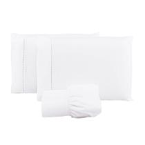Jogo Lençol 400 Fios Ponto Palito Cama Casal 3pçs Poliéster - Branco Jogo Lençol 400 Fios Ponto Palito Cama Casal 3pçs Poliéster - Branco