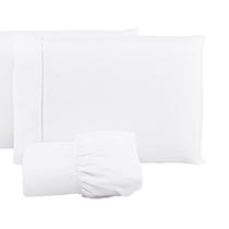 Jogo Lençol 400 Fios Ponto Palito Cama King 3pçs Poliéster - Branco Jogo Lençol 400 Fios Ponto Palito Cama King 3pçs Poliéster - Branco