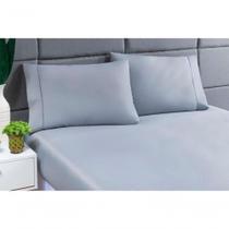 Jogo Lençol 400 Fios Ponto Palito Cama King 3pçs Poliéster - Cinza