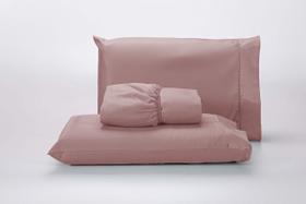 Jogo Lençol 400 Fios Ponto Palito Cama Solteiro 2Pçs Poliéster - Rose