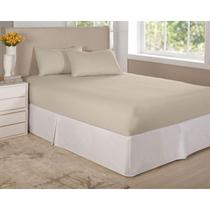 Jogo Lençol Bege Solteiro 2 Peças Algodão Percal 150 Fios