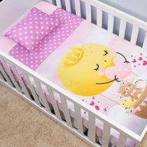 Jogo Lençol Berço Americano 3 Peças Infantil Cama Estampado Fronha Elástico Divertido