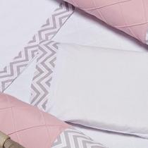 Jogo Lençol Berço Desmontável Camping 3 Peças Chevron Rosa B