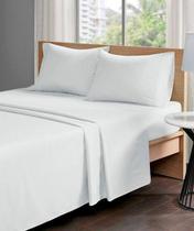 Jogo lençol cama casal 4 peças percal 200 fios 100% algodão - branco - casal - HAZIME ENXOVAIS