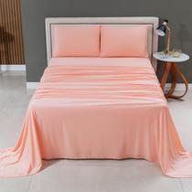 Jogo Lençol Cama Casal King 4 Peças Malha 100% Algodão Liso Luxo Macio Elástico Toda Volta