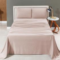 Jogo Lençol Cama Casal Queen 4 Peças Malha 100% Algodão Liso Luxo Macio Elástico Toda Volta