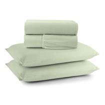Jogo Lençol Cama Casal Queen 4 Peças Malha 100% Algodão Liso Luxo Macio Elástico Toda Volta