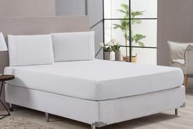 Jogo Lençol Cama Casal Queen 80% Algodão Branco Elástico