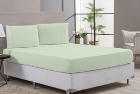 Jogo Lençol Cama Casal Queen 80% Algodão Verde Elástico Jogo Lençol Cama Casal Queen 80% Algodão Verde Elástico