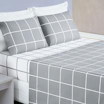 Jogo Lençol Cama King 4 Peças 200 Fios Micropercal Austin - Cinza