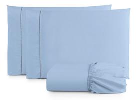 jOGO Lençol cama King 400 Fios 3 Peças algodao com elastico