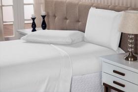 Jogo lençol cama king size 4 peças percal 200 fios 100% algodão - branco - king size