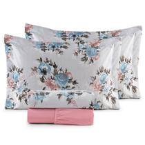 Jogo Lençol Cama Queen 300 Fios Percal Algodão Estampado Com Aba Jogo Lençol Cama Queen 300 Fios Percal Algodão Estampado Com Aba