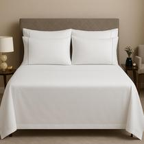 Jogo Lençol Cama Queen 600 Fios Egípcios Algodão 04 Peças Percal Luxo