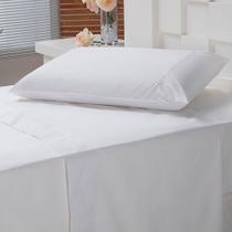 Jogo lençol cama solteiro 3 peças percal 200 fios 100% algodão - branco - solteiro