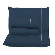 Jogo lençol casa 4 peças 100 algodão 400 fios Azul