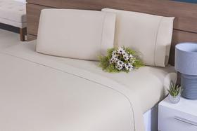 Jogo Lençol Casal 188x138x30 4 Peças 180 Fios 100% Algodão caqui