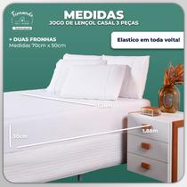 Jogo lençol casal 3 peças 100% algodão 200 fios branco