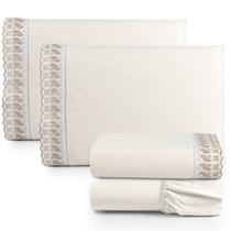 Jogo Lençol Casal 4 Peças 100% Algodão Percal 180 fios Com Lese