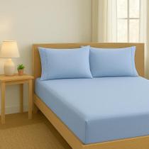 Jogo Lençol Casal 400 Fios 3 Peças 40Cm Altura 100% Algo Azu Jogo Lençol Casal 400 Fios 3 Peças 40Cm Altura 100% Algo Azu