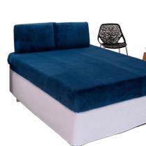 Jogo Lençol Casal Em Manta Plush 3 Peças Marinho 100%