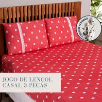 Jogo Lençol Casal Estampado Elástico Malha 100% Algodão