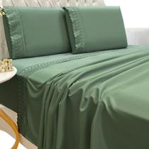 Jogo Lençol Casal Grace Bordado 4pç 100% Poliéster - Esmeral Jogo Lençol Casal Grace Bordado 4pç 100% Poliéster - Esmeral