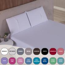 Jogo Lençol Casal Liso Elástico Malha 100% Algodão