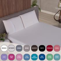 Jogo Lençol Casal Liso Elástico Malha 100% Algodão