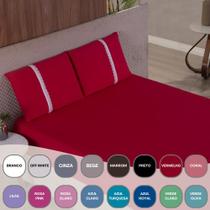 Jogo Lençol Casal Liso Elástico Malha 100% Algodão Jogo Lençol Casal Liso Elástico Malha 100% Algodão