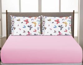 Jogo Lençol Casal Padrão 3 Peças Box 200 Fios Toque Macio Borboletas Rosa Jogo Lençol Casal Padrão 3 Peças Box 200 Fios Toque Macio Borboletas Rosa