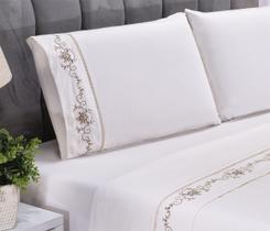 Jogo Lençol Casal Padrão 4 pças Fluence Palha com Caki Jogo Lençol Casal Padrão 4 pças Fluence Palha com Caki