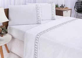 Jogo Lençol Casal Padrão 4 peças 100% Algodão Tulipa Branco Jogo Lençol Casal Padrão 4 peças 100% Algodão Tulipa Branco