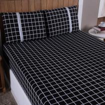 Jogo Lençol Casal Quadriculado Elástico Malha 100% Algodão Cor:Geometrico minimalista preto Jogo Lençol Casal Quadriculado Elástico Malha 100% Algodão Cor:Geometrico minimalista preto