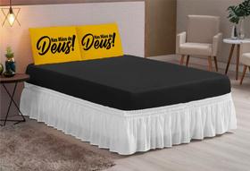 jogo lençol casal queen 03 peças Deus amarelo preto