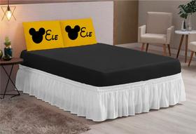jogo lençol casal queen 03 peças ELE/ELE Amarelo Preto