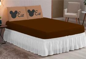 jogo lençol casal queen 03 peças ELE/ELE estampado Tabaco Avela